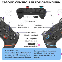 SPGOOD Wireless Controller für Switch, Wireless Pro Controller für Switch Lite/OLED, Turbo Funktion Einstellbarer Dual Vibration
