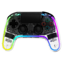 Snakebyte GAMEPAD RGB 4 - transparenter Wireless Controller für PlayStation 4, einstellbare RGB-Beleuchtung, starker Akku,
