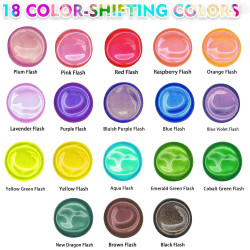 ABEIER Schillernde Acrylfarbe, Set mit 18 Chamäleon-Farben, 60 ml Flaschen, Farbwechsel, ungiftig, hochviskos, mischbar, Farben