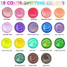 ABEIER Schillernde Acrylfarbe, Set mit 18 Chamäleon-Farben, 60 ml Flaschen, Farbwechsel, ungiftig, hochviskos, mischbar, Farben