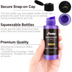 ABEIER Schillernde Acrylfarbe, Set mit 18 Chamäleon-Farben, 60 ml Flaschen, Farbwechsel, ungiftig, hochviskos, mischbar, Farben