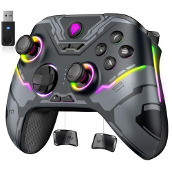EasySMX X15 Controller PC, PC Controller Wireless mit 7 RGB Licht, Gaming Controller PC mit Hall Joystick&Trigger, Bluetooth
