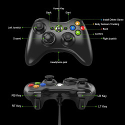 Diswoe Controller für Xbox 360, PC Controller Wired Controller für Xbox 360/Xbox 360 Slim/PC Win7/8/10/XP Xbox 360 Joystick
