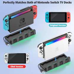 Switch Joycon Controller Ladestation für Switch Original & OLED, Switch Ladestation mit 4 Ladeschlitze für Switch & eingebautes
