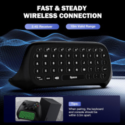 MoKo RGB Hinterlicht Tastatur für Xbox Serie X/S, Drahtlos Chatpad Mit 2,4G Empfänger & 3,5mm Audio Jack, Mini Game Controller