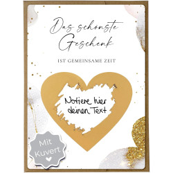 Joli Coon Das schönste Geschenk ist gemeinsame Zeit Rubbelkarte mit Kuvert - Gutschein für gemeinsame Zeit - Gutschein Zeit
