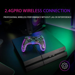 Mars Gaming MGPX, Bluetooth 5.0 Gamepad 2in1, RGB Neon, Dual Vibration und Turbo-Funktion, Smartphone-Halterung bis zu 6.8",