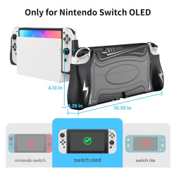 HEIYING Switch OLED Hülle für Nintendo Switch OLED, Schwarze Dockable Case Kompatibel mit Ergonomisches TPU Grip Case für