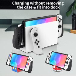 HEIYING Switch OLED Hülle für Nintendo Switch OLED, Schwarze Dockable Case Kompatibel mit Ergonomisches TPU Grip Case für