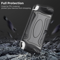 HEIYING Switch OLED Hülle für Nintendo Switch OLED, Schwarze Dockable Case Kompatibel mit Ergonomisches TPU Grip Case für