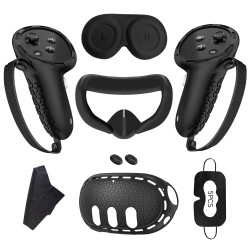 7 teiliges Set für Meta Quest 3 Zubehör,Anti-Scratch VR Shell Cover,Gesichtsabdeckung,Tastenwippenkappen,Objektiv
