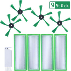 LAOYE 9 Stück Zubehör für Vorwerk Kobold VR200 VR300 Saugroboter - Ersatzteile 4 HEPA Allergiefilter, 4 Seitenbürsten, 1 Kleine