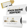 Creatastic® - Reisegutschein [Hülle, Karte mit Goldlack, Rubbelaufkleber] Gutschein Karte | Reisegutschein Geschenk Verpackung |