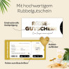 Creatastic® - Reisegutschein [Hülle, Karte mit Goldlack, Rubbelaufkleber] Gutschein Karte | Reisegutschein Geschenk Verpackung |