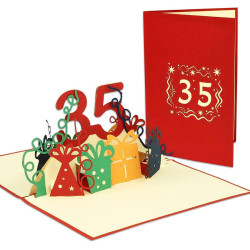LINPOPUP® 3D Pop-Up Karte 35 Geburtstag, Geburtstagskarte mit Umschlag, Happy Birthday - Gutscheinkarte zum Geburtstag, Geschenk