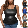 AYSDSKI Shiny Unterhemd Damen Einfarbig Tank Top Skinny Passform Wetlook Bluse U Ausschnitt Ärmellos Oberteile Seitenfalten