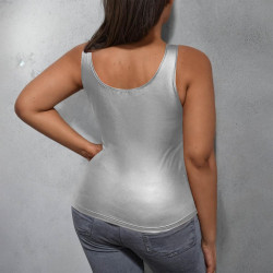 AYSDSKI Shiny Unterhemd Damen Einfarbig Tank Top Skinny Passform Wetlook Bluse U Ausschnitt Ärmellos Oberteile Seitenfalten