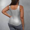 AYSDSKI Shiny Unterhemd Damen Einfarbig Tank Top Skinny Passform Wetlook Bluse U Ausschnitt Ärmellos Oberteile Seitenfalten