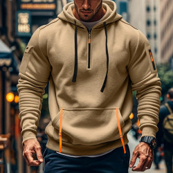 Generisch Herren Hoodie Y2k Basic Jogging Sport Hoodie Kordelzug Mit Taschen Slim Fit Reißverschluss Gym Pullover