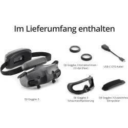 DJI Goggles 3, FPV Goggles mit atemberaubenden Micro-OLED Bildschirmen, immersives Flugerlebnis, O4 HD Videoübertragung,