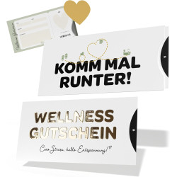 Creatastic® - Wellness Gutschein Verpackung [Hülle, Karte mit Golddruck, Rubbelaufkleber] DIN lang | Gutschein Wellness Karte |