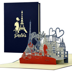 Diese-Klappkarten 3D Pop Up Karte Geburtstag mit Paris Motiv - Paris Popup Karte zum Geburtstag - Reisegutscheinkarte Pop Up