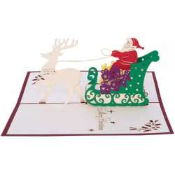 3D KARTE "Weihnachtsmann auf Schlitten" I Pop-Up Karte als Gutschein oder Weihnachtsgruß I Klappkarte zu Weihnachten AI