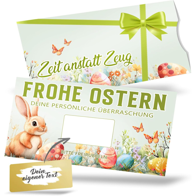 Gutschein Ostern zum Selber Ausfüllen, Doppelseitig Osterkarten mit Umschlag 2025, Kleine Ostergeschenke Erwachsene Kinder,