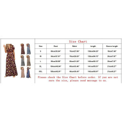 Generisch Sommerkleid Damen Boho Elegant V-Ausschnitt Kurzarm Maxikleid Drucken Sommer Kleid Lang Strandkleid Böhmisch