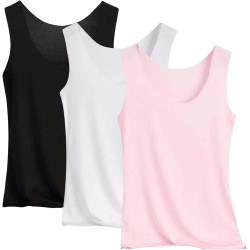 3er Pack Tank Top Damen Unterhemd Stretch Basic Tops Ärmellos Sommer Unterwäsche Hemden Enges Top Leicht Tanktop Sport