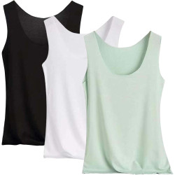 3er Pack Tank Top Damen Unterhemd Stretch Basic Tops Ärmellos Sommer Unterwäsche Hemden Enges Top Leicht Tanktop Sport