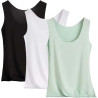 3er Pack Tank Top Damen Unterhemd Stretch Basic Tops Ärmellos Sommer Unterwäsche Hemden Enges Top Leicht Tanktop Sport