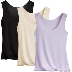 3er Pack Tank Top Damen Unterhemd Stretch Basic Tops Ärmellos Sommer Unterwäsche Hemden Enges Top Leicht Tanktop Sport