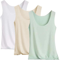 3er Pack Tank Top Damen Unterhemd Stretch Basic Tops Ärmellos Sommer Unterwäsche Hemden Enges Top Leicht Tanktop Sport