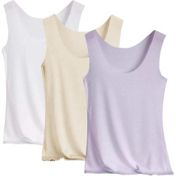3er Pack Tank Top Damen Unterhemd Stretch Basic Tops Ärmellos Sommer Unterwäsche Hemden Enges Top Leicht Tanktop Sport