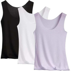 3er Pack Tank Top Damen Unterhemd Stretch Basic Tops Ärmellos Sommer Unterwäsche Hemden Enges Top Leicht Tanktop Sport