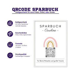 Digitale Spardose | Personalisiertes Geldgeschenk | QrCode Bild | Motiv Regenbogen (Selbstausdrucken (PNG Datei)) AI Affiliate