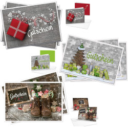 Logbuch-Verlag 9 Gutscheine Weihnachten leer blanko weihnachtliche Gutscheinkarten MIT KUVERTS Klappkarten Geschenkgutscheine