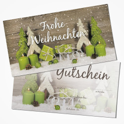 Logbuch-Verlag 10 Weihnachtsgutscheine - Gutschein Einkaufsgutschein FROHE WEIHNACHTEN zum Beschriften DIN lang grün grau