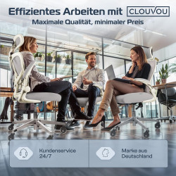 CLOUVOU SmartSeat Bürostuhl Ergonomisch [TESTSIEGER] Schreibtischstuhl 100% individuell einstellbar | Büro Stuhl & Gaming Stuhl