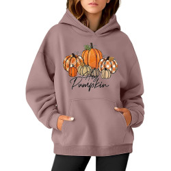 Generisch Pullover Damen Halloween orange Kapuzenpullover für Damen Rundhals Lässig T-Shirts Freizeit Kapuzenpullover Slim Fit