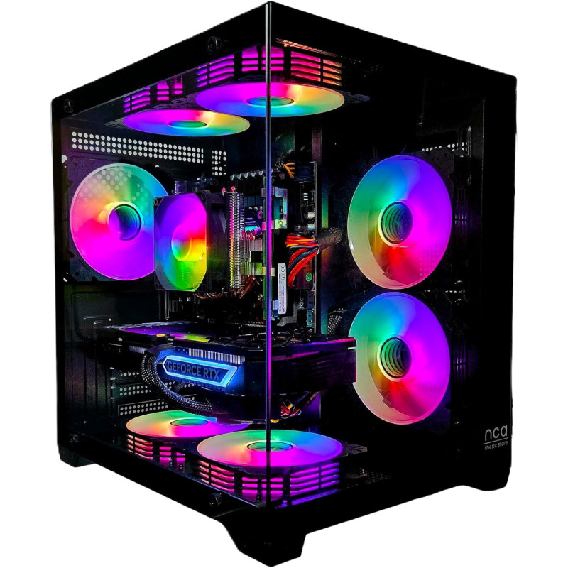 Gaming PC Phantom Black | NVIDIA RTX 3050 | SSD | Intel 10 Core | RGB Lüfter mit Fernbedienung | Luftkühlung | 700W | WLAN 5 |