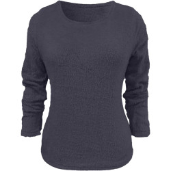 Generisch Pullover Damen Winter Fleece Flauschig Pulli Fleecepullover Lang Weich Langarmshirt Rundhalsausschnitt Warm Sweatshirt