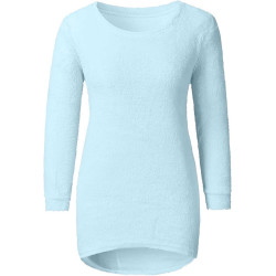 Generisch Pullover Damen Winter Fleece Flauschig Pulli Fleecepullover Lang Weich Langarmshirt Rundhalsausschnitt Warm Sweatshirt