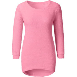 Generisch Pullover Damen Winter Fleece Flauschig Pulli Fleecepullover Lang Weich Langarmshirt Rundhalsausschnitt Warm Sweatshirt