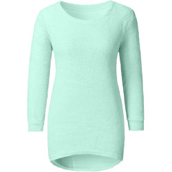 Generisch Pullover Damen Winter Fleece Flauschig Pulli Fleecepullover Lang Weich Langarmshirt Rundhalsausschnitt Warm Sweatshirt