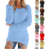 Generisch Pullover Damen Winter Fleece Flauschig Pulli Fleecepullover Lang Weich Langarmshirt Rundhalsausschnitt Warm Sweatshirt