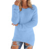 Generisch Pullover Damen Winter Fleece Flauschig Pulli Fleecepullover Lang Weich Langarmshirt Rundhalsausschnitt Warm Sweatshirt