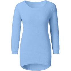 Generisch Pullover Damen Winter Fleece Flauschig Pulli Fleecepullover Lang Weich Langarmshirt Rundhalsausschnitt Warm Sweatshirt