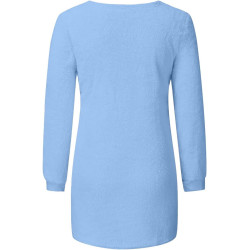 Generisch Pullover Damen Winter Fleece Flauschig Pulli Fleecepullover Lang Weich Langarmshirt Rundhalsausschnitt Warm Sweatshirt